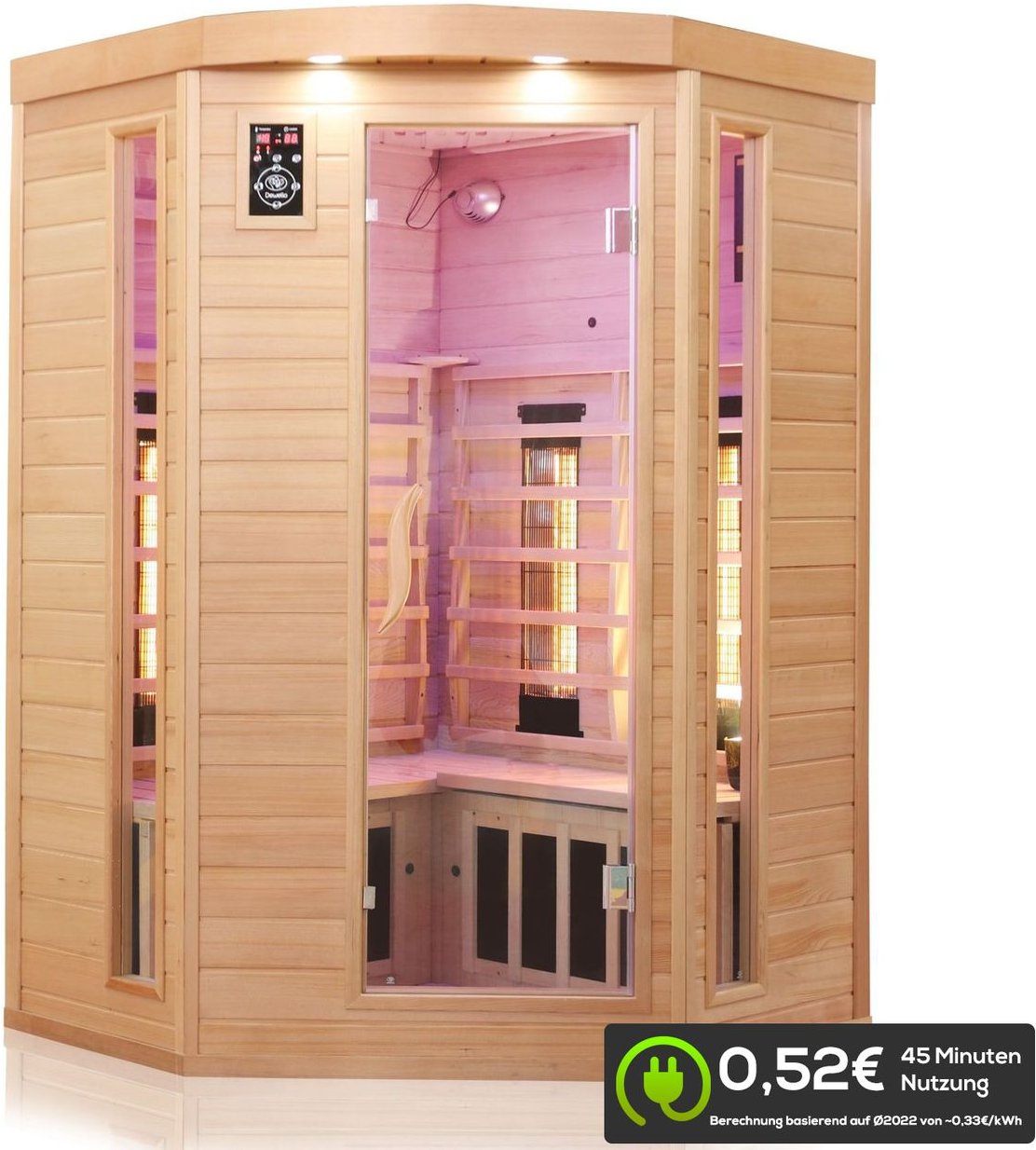 Infrarotkabine Infrarotsauna Wärmekabine LAKEFIELD 3 140cm x 140cm 5 Vollspektrumstrahler