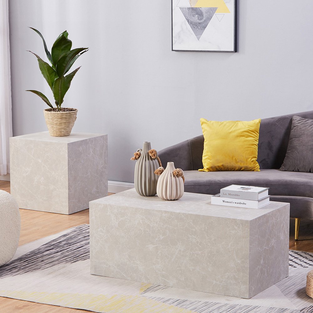 HOME DELUXE Couchtisch Marmor AMIRI L Beige