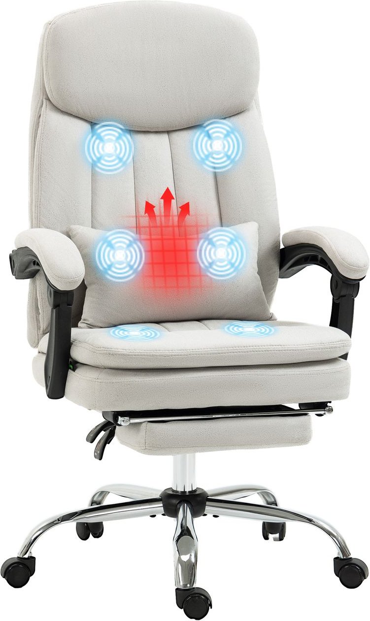 Vinsetto Bürostuhl mit Massagefunktion, Schreibtischstuhl mit Liegefunktion