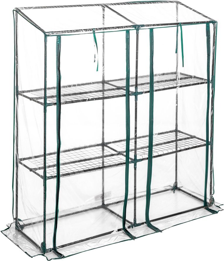 Foliengewächshaus mit 3 Ablagen mit Tür zum Aufrollen