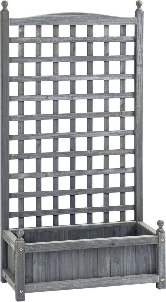 Thumbnail - Pflanzkasten mit Rankgitter, ca. 64 x 28 x 120 cm - Hellgrau