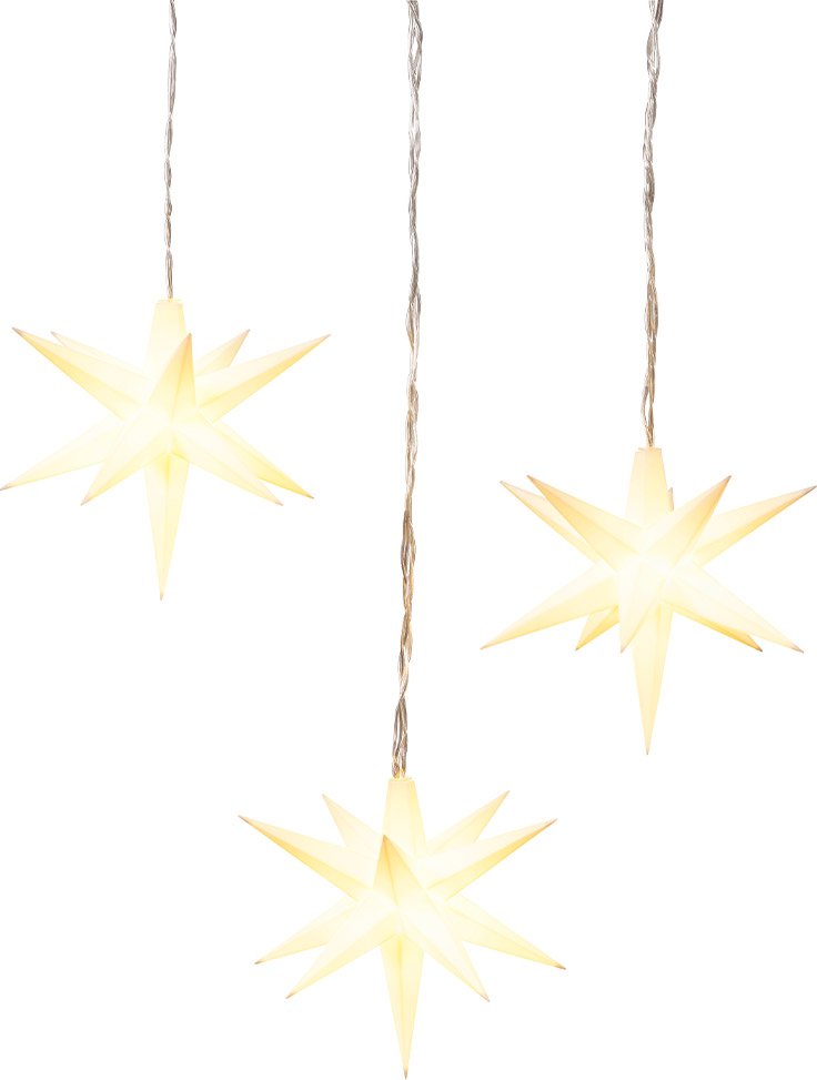 LED 3D-Leuchtsternkette 3er - Weiß