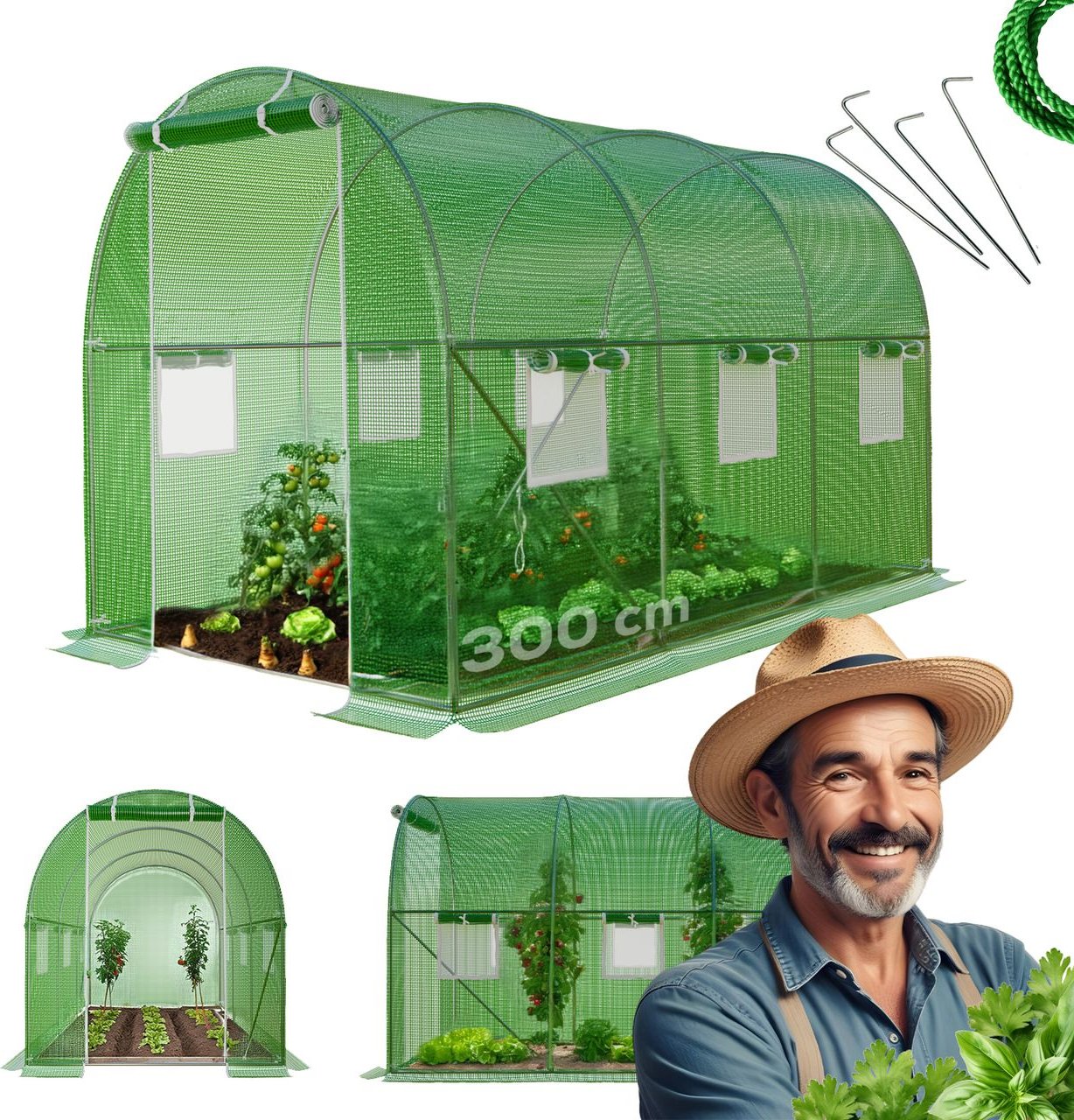 Thumbnail - Foliengewächshaus CICATA, Tomatenzelt, winterfest, 3x2x2m, Frühbeet, Pflanzenhaus