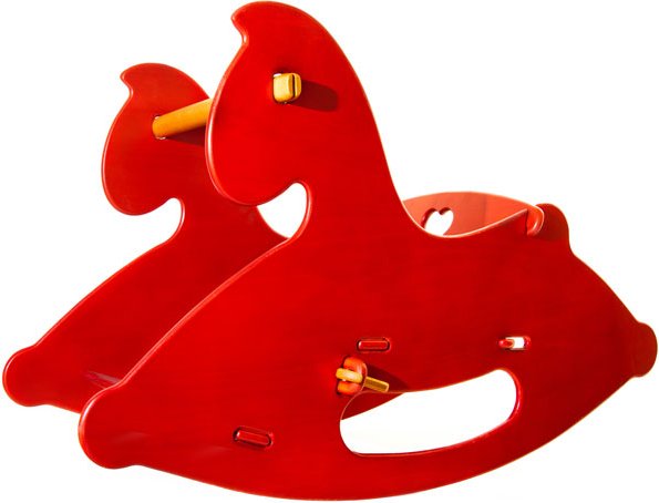 Schaukelpferd aus Holz (rot) / rocking horse