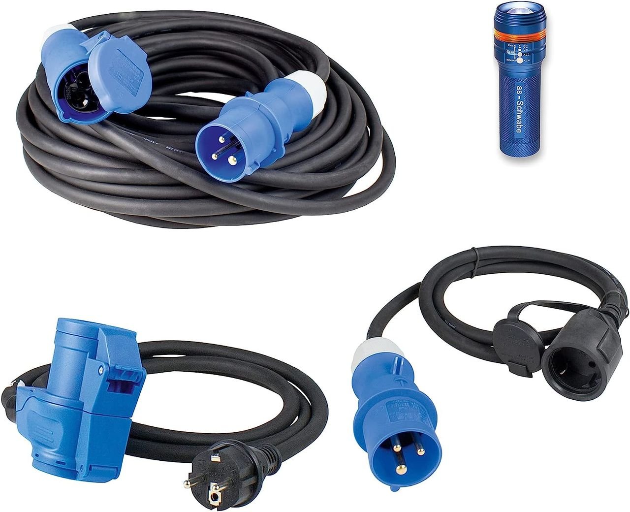 Thumbnail - Camping SET Adapterleitung, Verlängerungskabel und Taschenlampe IP44