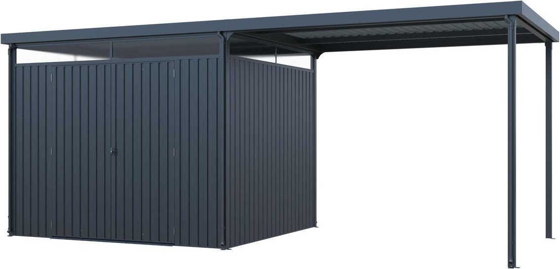 Metallgerätehaus 7㎡ Skylight mit 7㎡ Carport-Erweiterung 2 in 1, ca. 245 x 290 x 226 cm