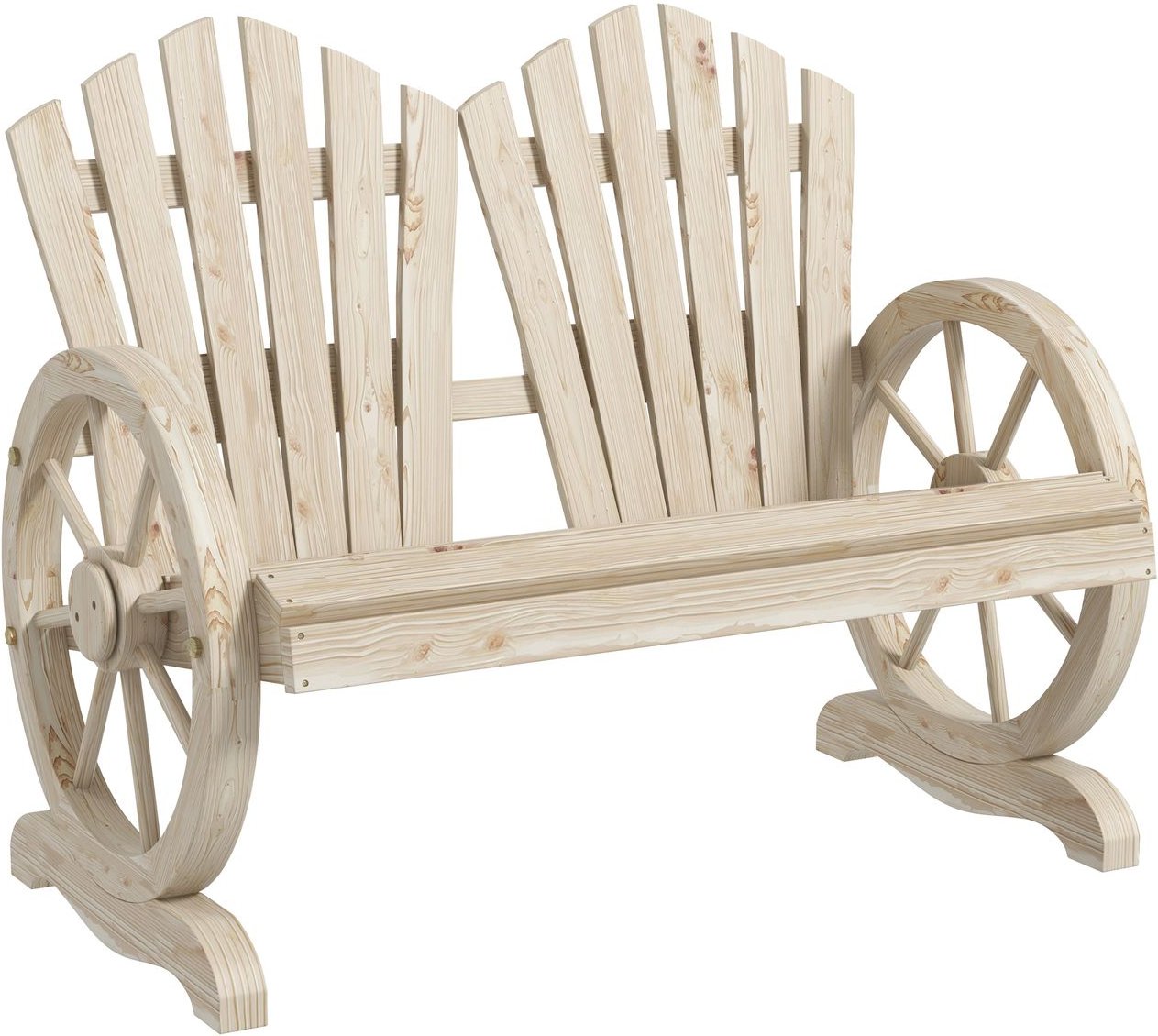 Gartenbank mit Armlehne Sitzbank Gartenmöbel Massivholz Naturholz