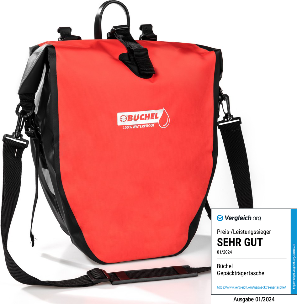 Wasserdichte Fahrradtasche - Schwarz/Rot