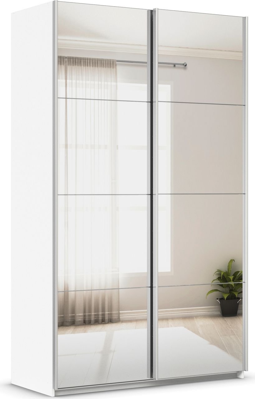 rauch Quadra Kleiderschrank 2-türig, mit Spiegel, Farbe Weiß Breite 136 cm