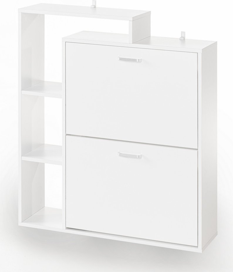 Flurregal mit 2 Schuhkipper & 3 Regalfächer - Weiß