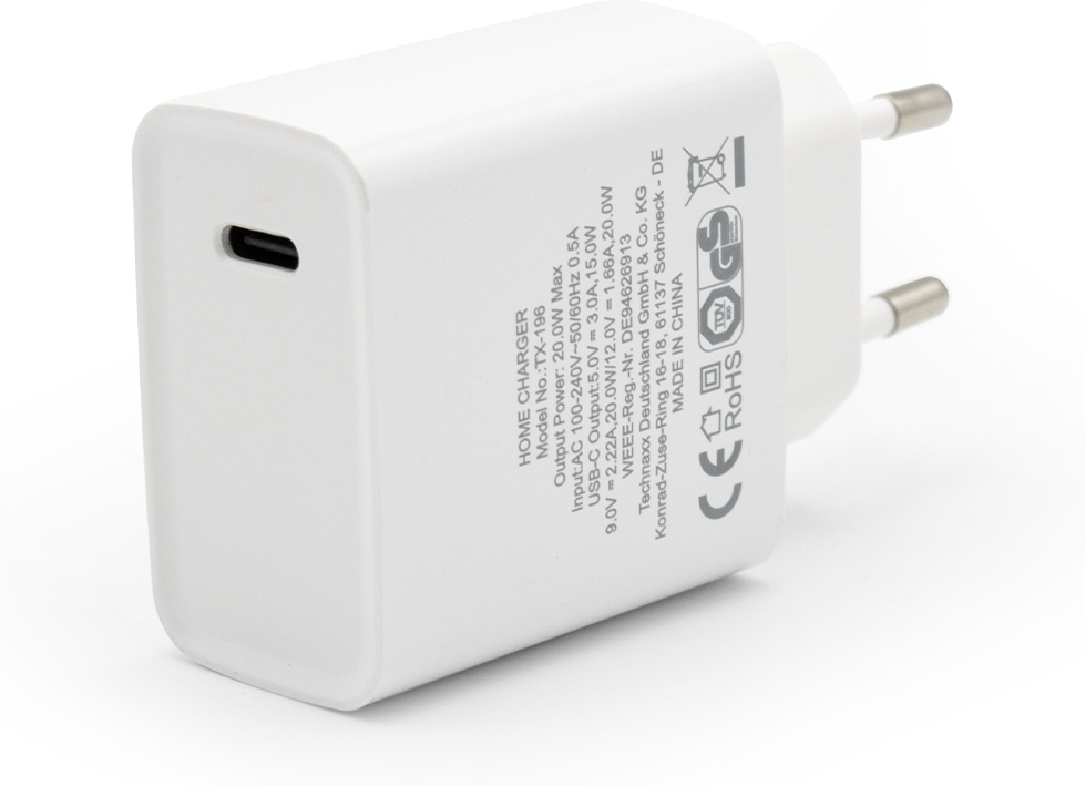 "Fast Charge" - Ladegerät, USB-Typ-C Schnellladegerät 20W, TX-196