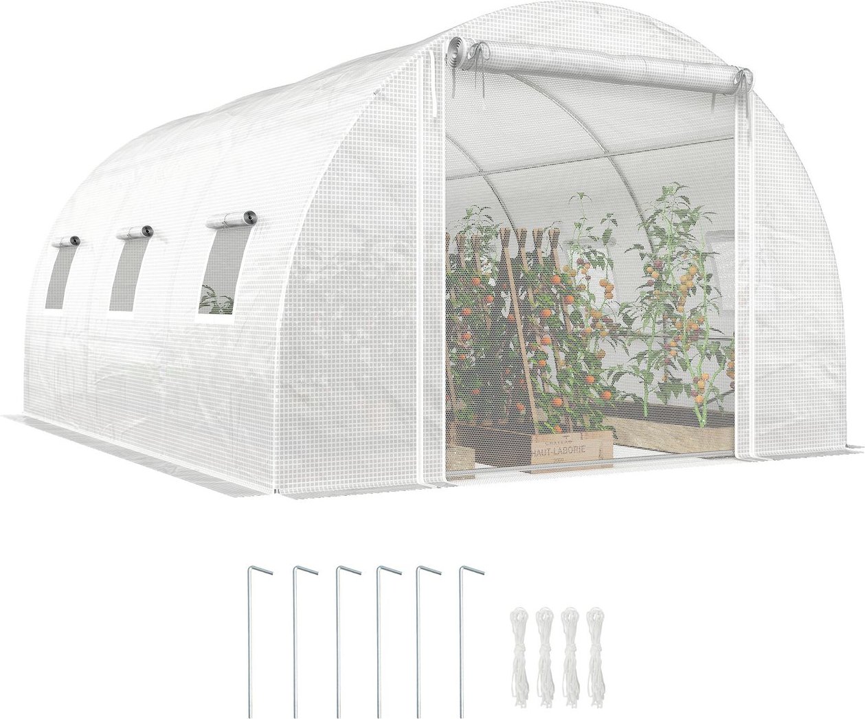 Gewächshaus Foliengewächshaus ca. 3x4x2m Winterfest Tomatenhaus mit 6 Fenstern