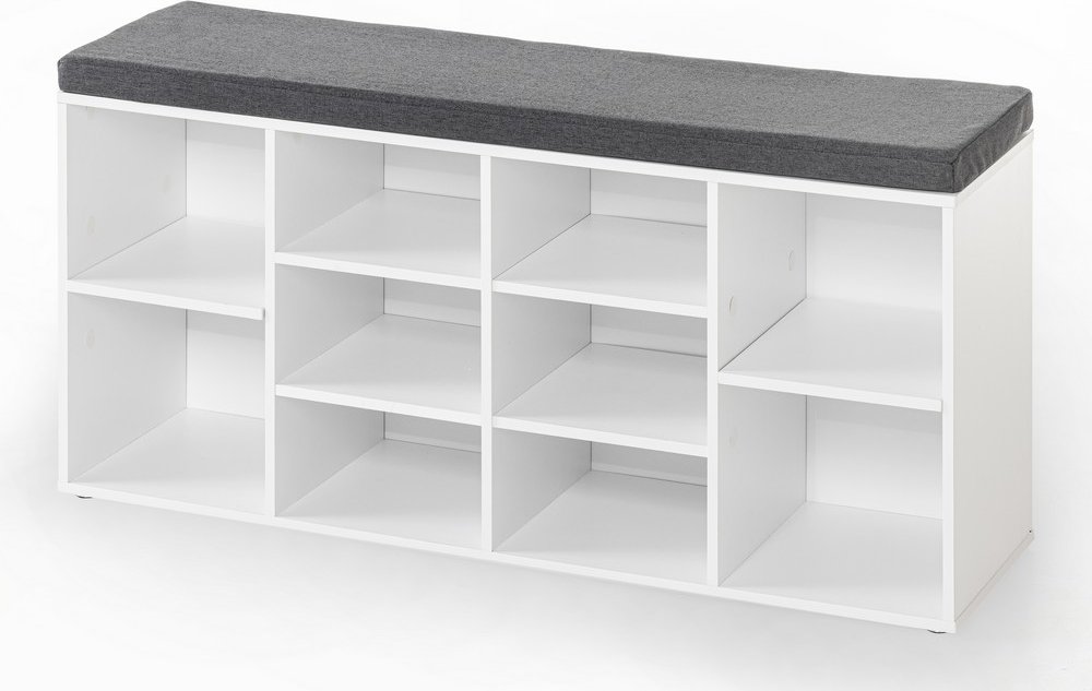 Universal-/ Schuhschrank mit Sitzkissen - Weiß