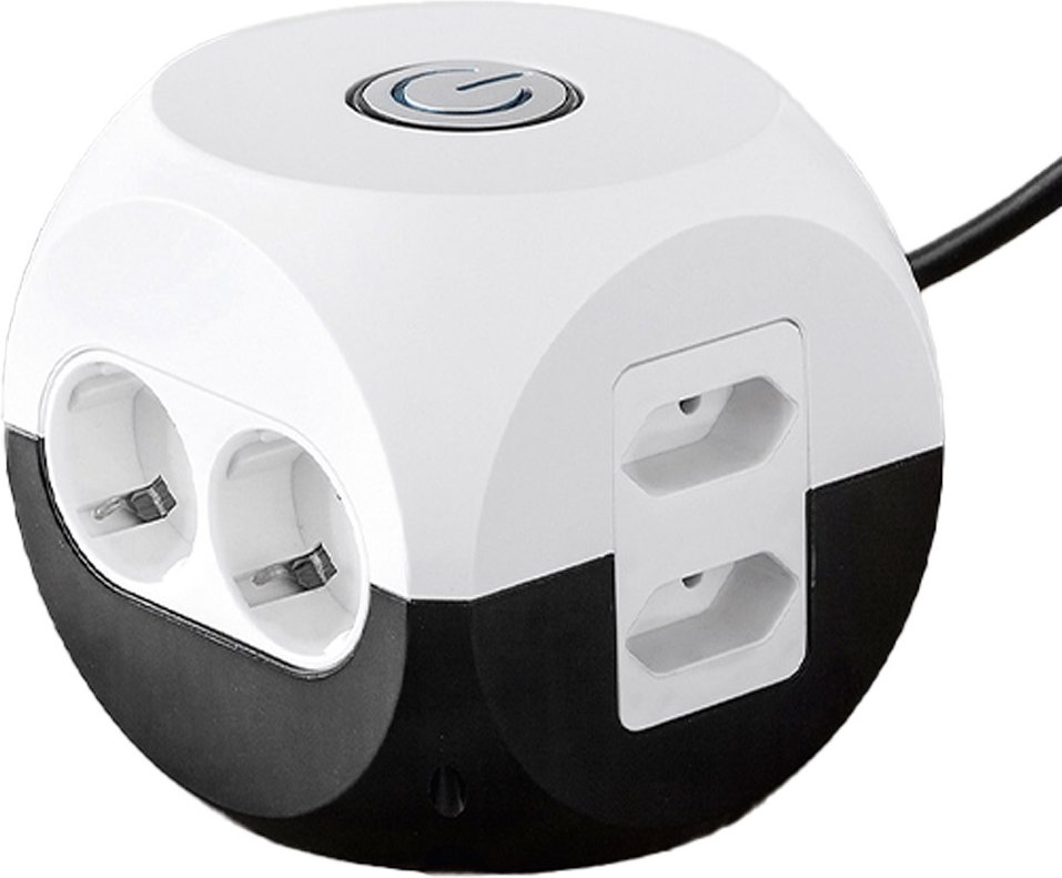 Steckdosenwürfel, Weiß/Schwarz