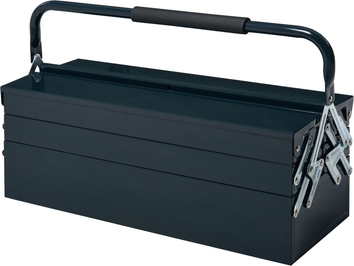 Werkzeugkasten Werkzeugkoffer Werkzeugkiste 5 Fächer aufklappbar Stahl (SPCC) Dunkelgrün 57 x 21 x 41 cm