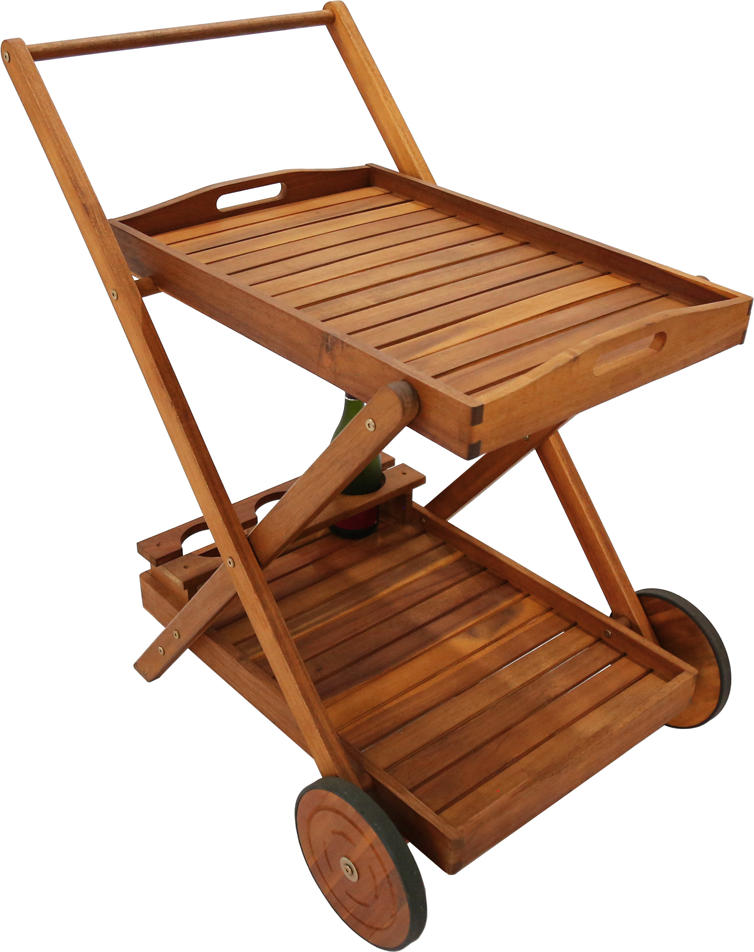 Servierwagen mit Rollen aus Akazienholz, ca. 82 x 60 x 90 cm