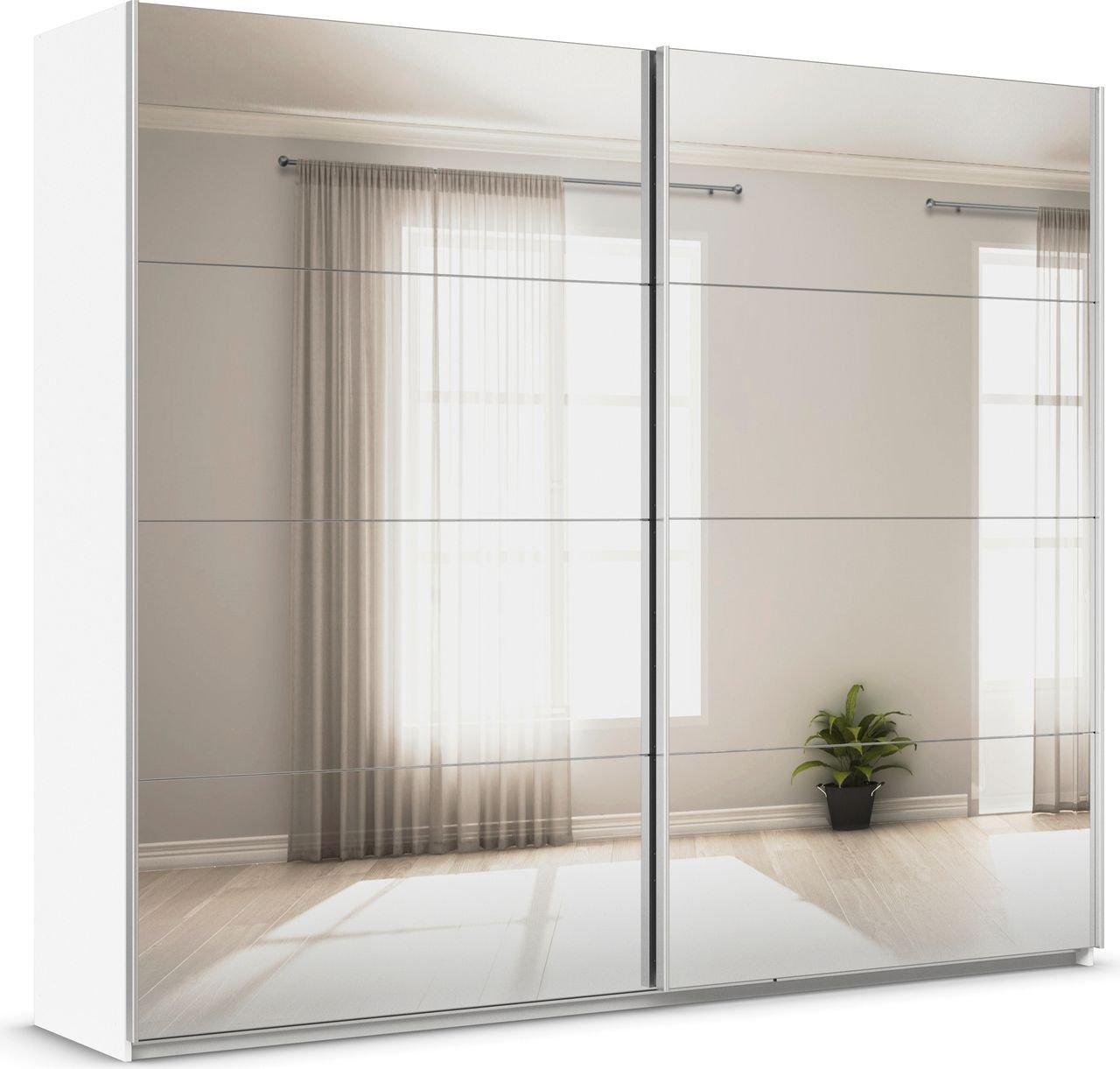 rauch Quadra Kleiderschrank 2-türig, mit Spiegel, Farbe Weiß Breite 271 cm