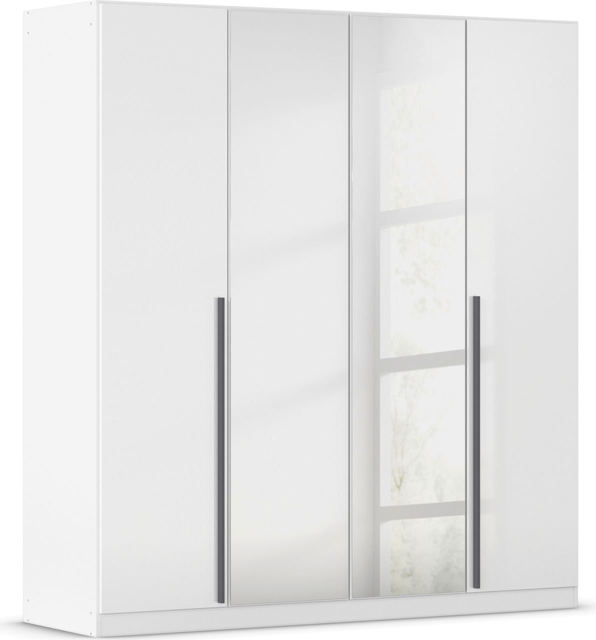 rauch Alba Kleiderschrank 4-türig, mit Spiegel, Farbe Hochglanz Weiß/Weiß Breite 181 cm