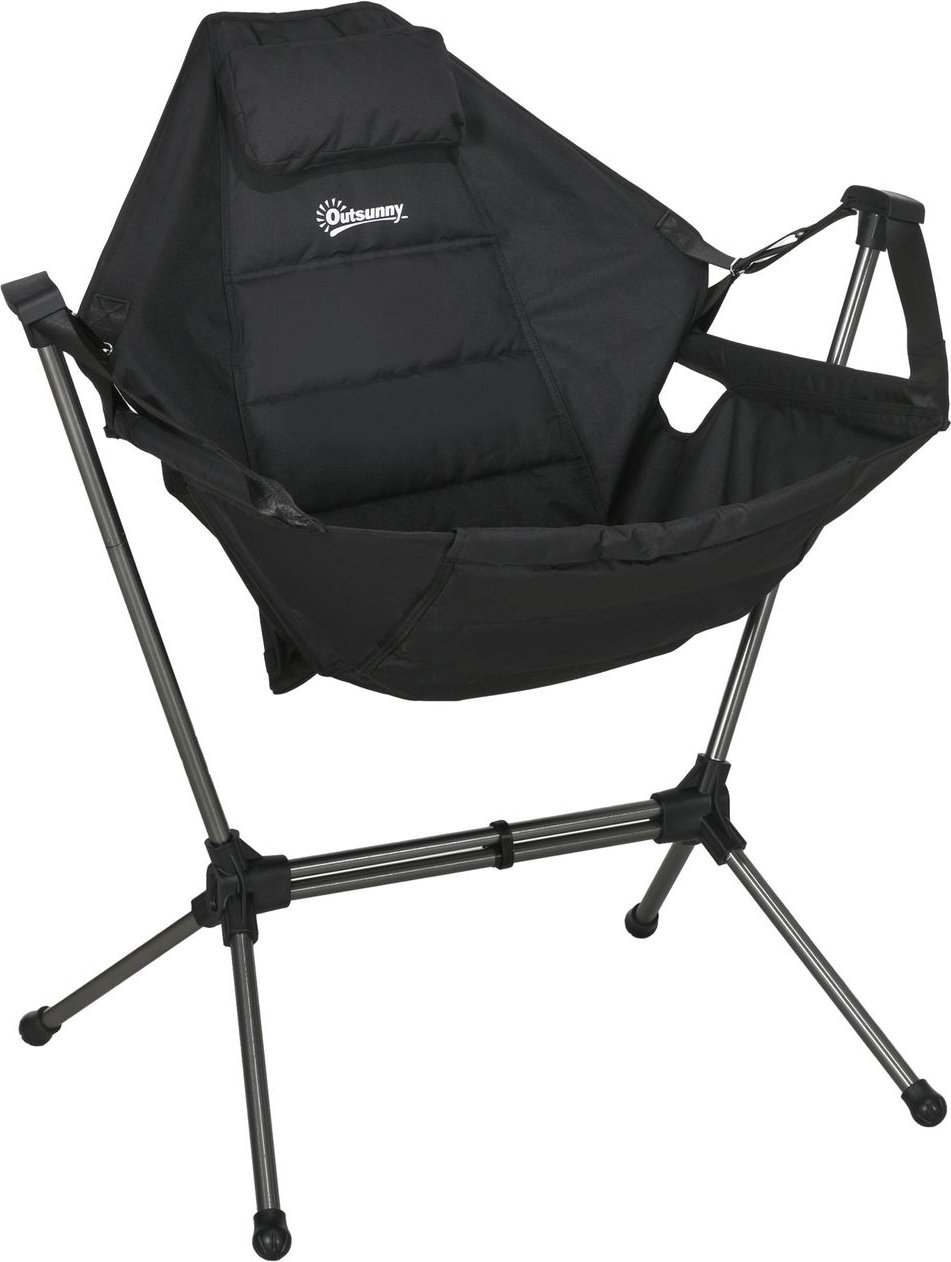 Hängematte Campingstuhl Faltbar Gartensessel Regiestuhl Oxford, Schwarz