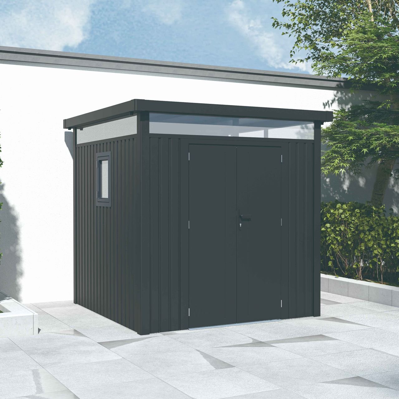 Metallgerätehaus "ELSA", ca. 230 x 230 x 222 cm - Glänzendes Grau