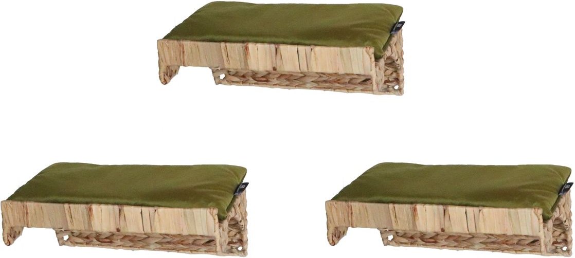 Katzen-Kletterwand WH mit Samtkissen 3er Set oliv