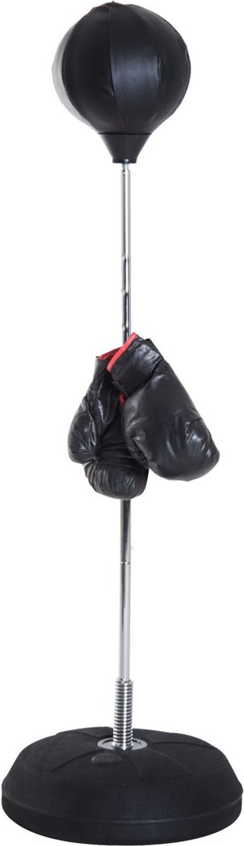 HOMCOM Boxsack, Boxständer mit Handschuhe, Punchingball, 1,26-1,44 m Schwarz