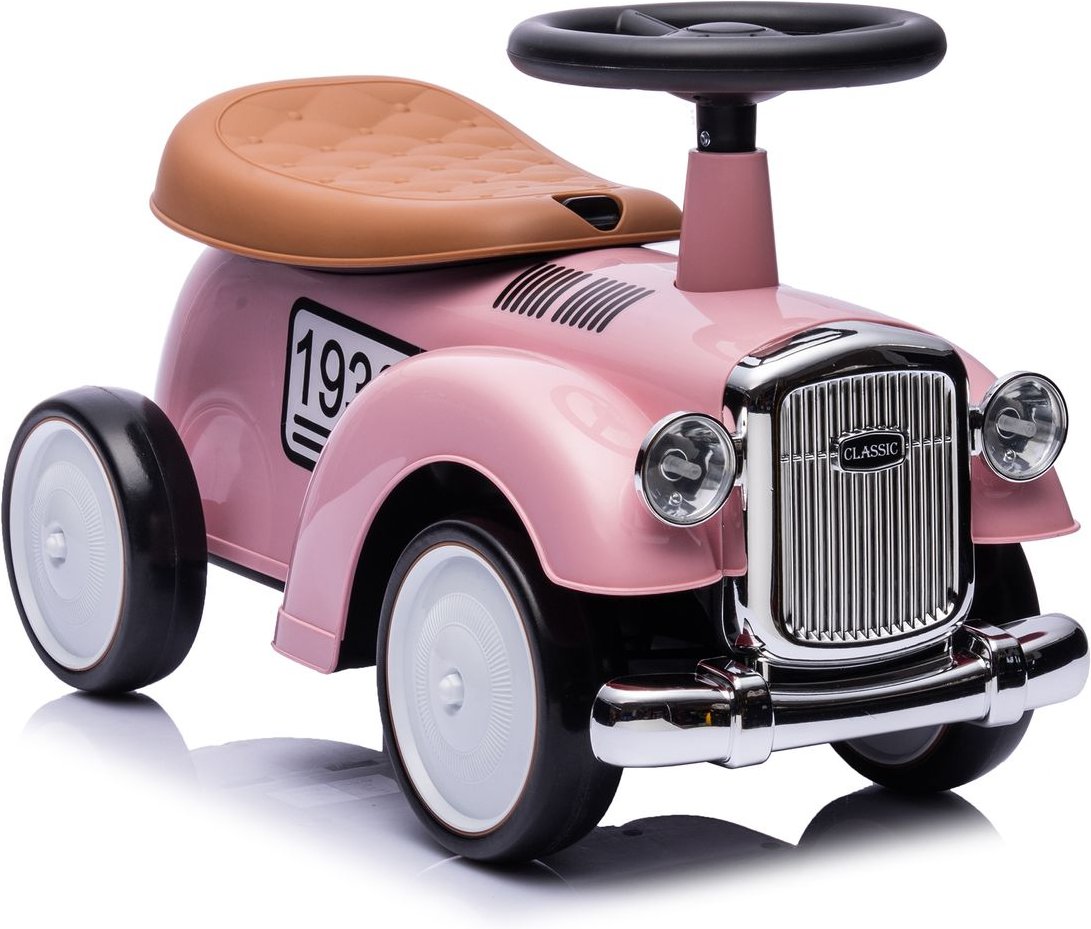 Thumbnail - Rutschauto ab 1 Jahr, Kinderauto im Retrodesign pink, Kinderfahrzeug mit Hupe