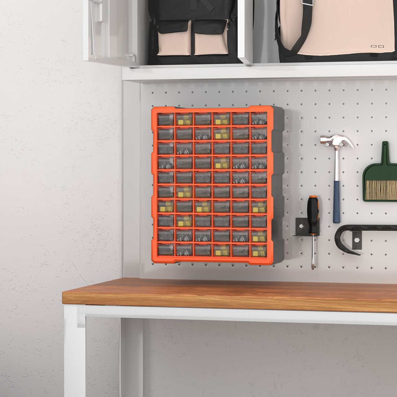 Sortierkasten Kleinteilemagazin Teile Box Aufbewahrungsbox 60 Fächer Orange L38 x B16 x H47,5 cm