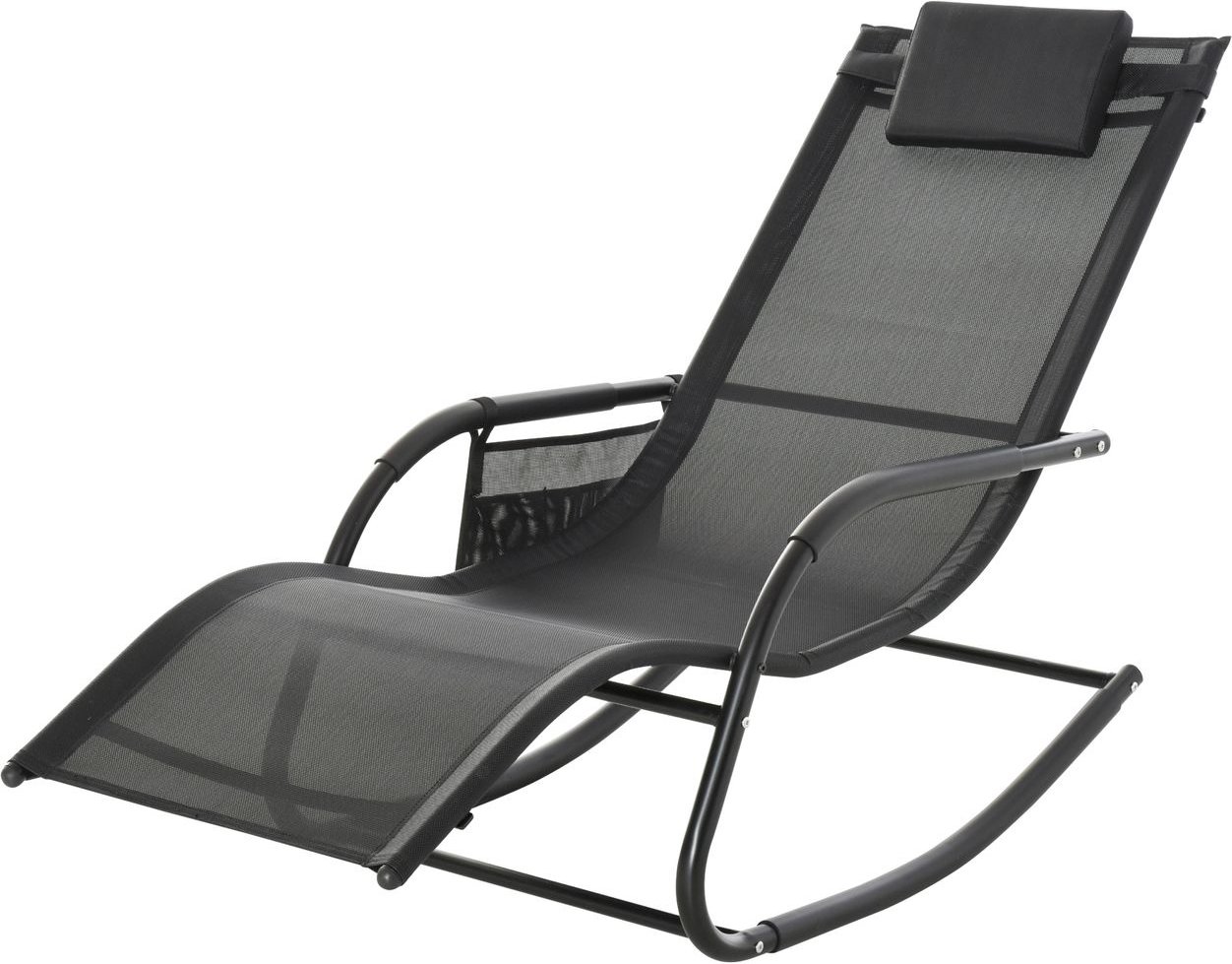 Schaukelstuhl Schwingsessel Gartenstuh Schaukelliege Metall Schwarz