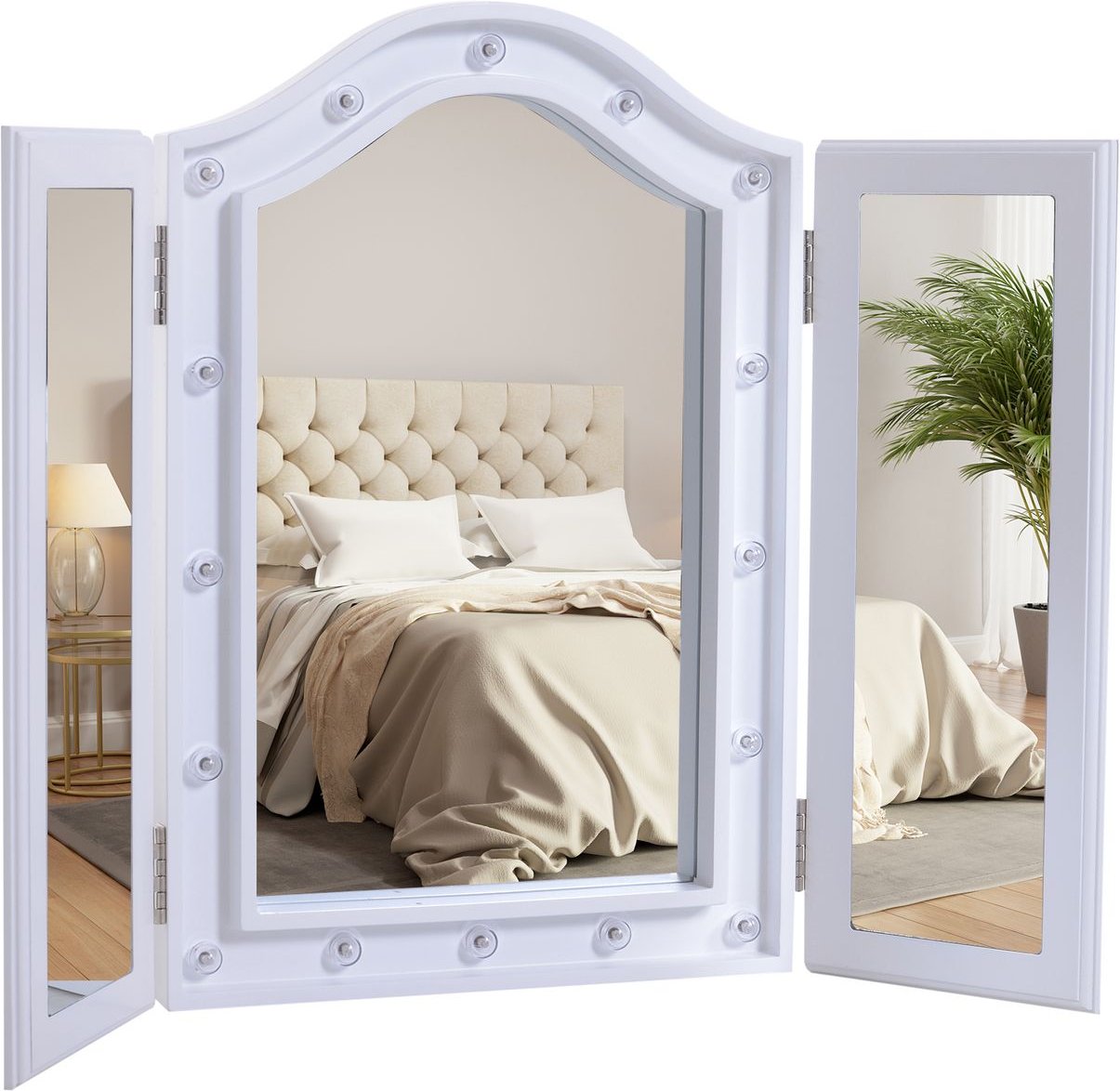 16 x LED Kosmetikspiegel Schminkspiegel 180° klappbar Batteriebetrieben