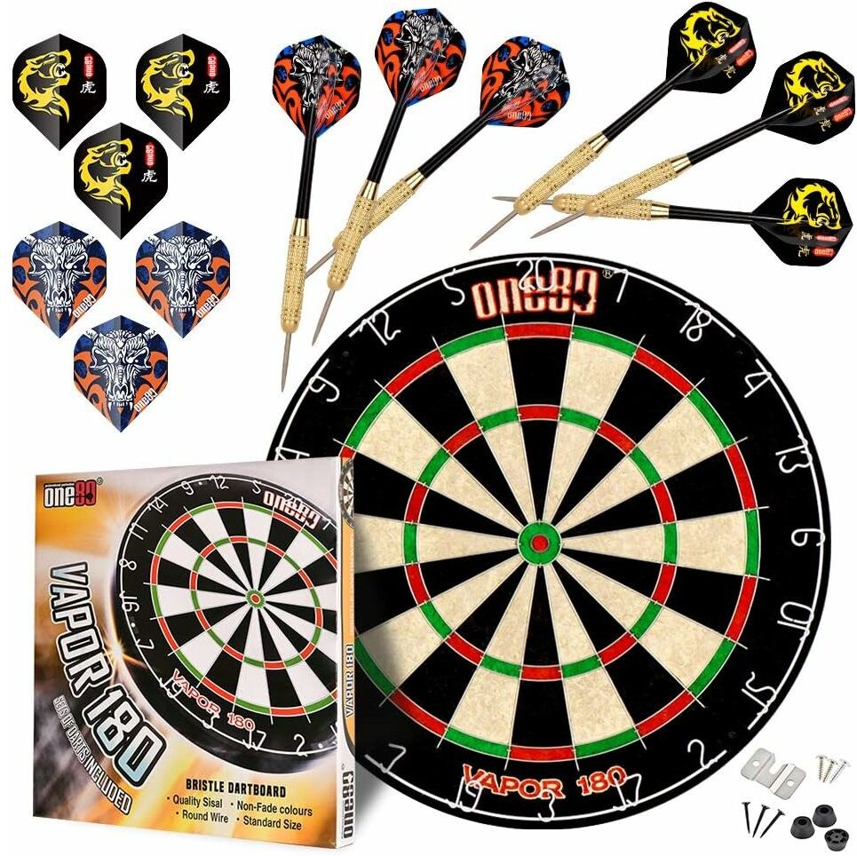 Professional perfection Dartscheibe mit Pfeilen, Profi Steeldartscheibe aus Sisal