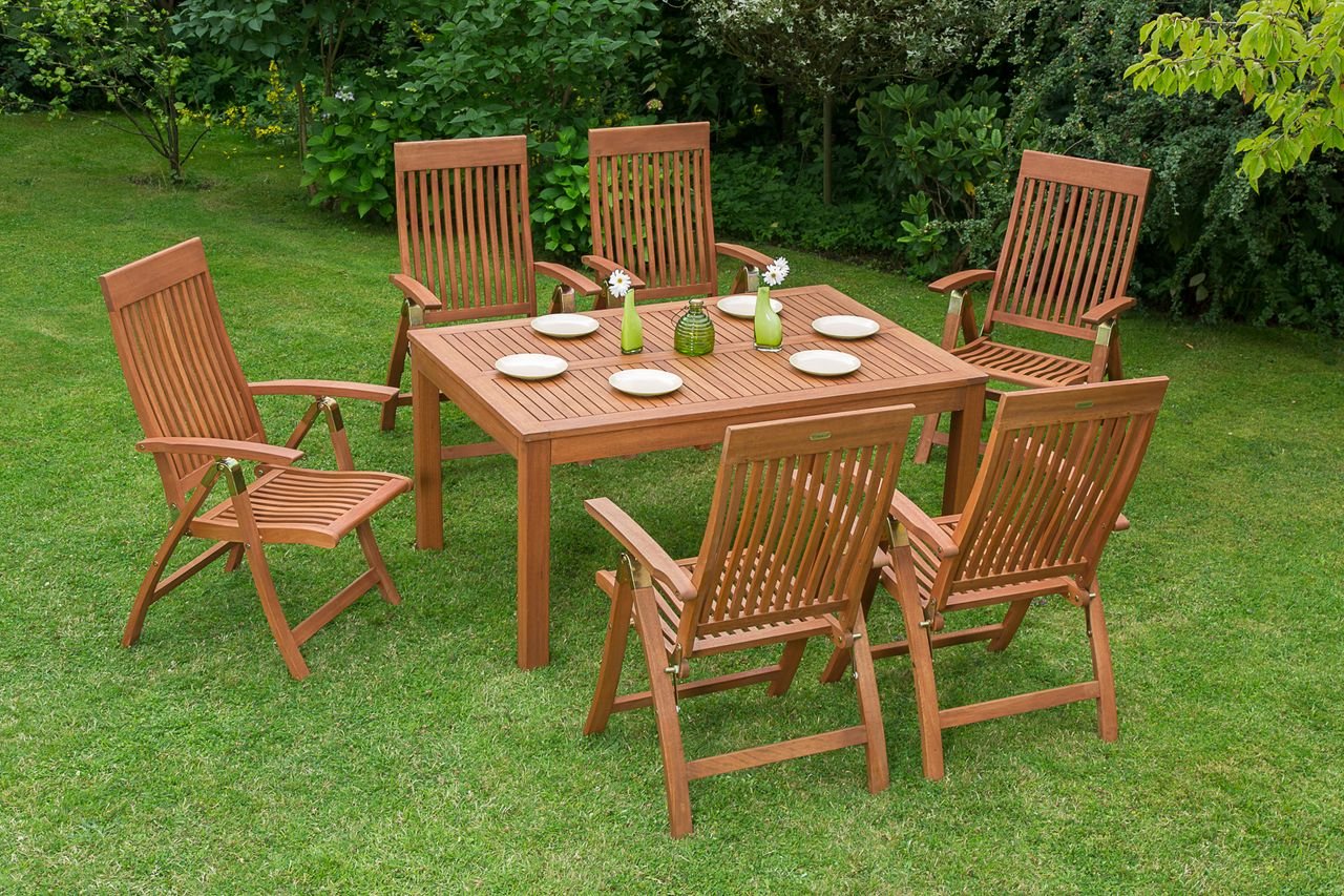 Comodoro Set 7tlg. Quadrat Ausziehtisch