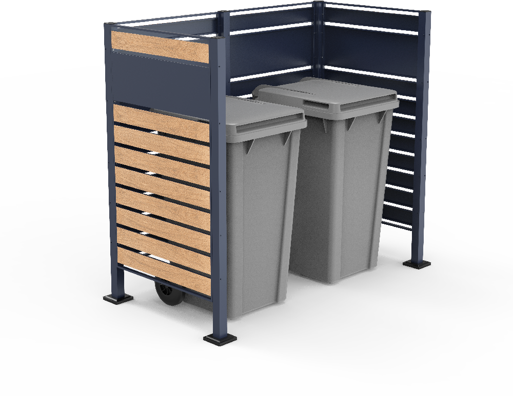 XXL Mülltonnenverkleidung für 2 Mülltonnen in Holzoptik, ca. 325 x 150 x 5 cm - Anthrazit