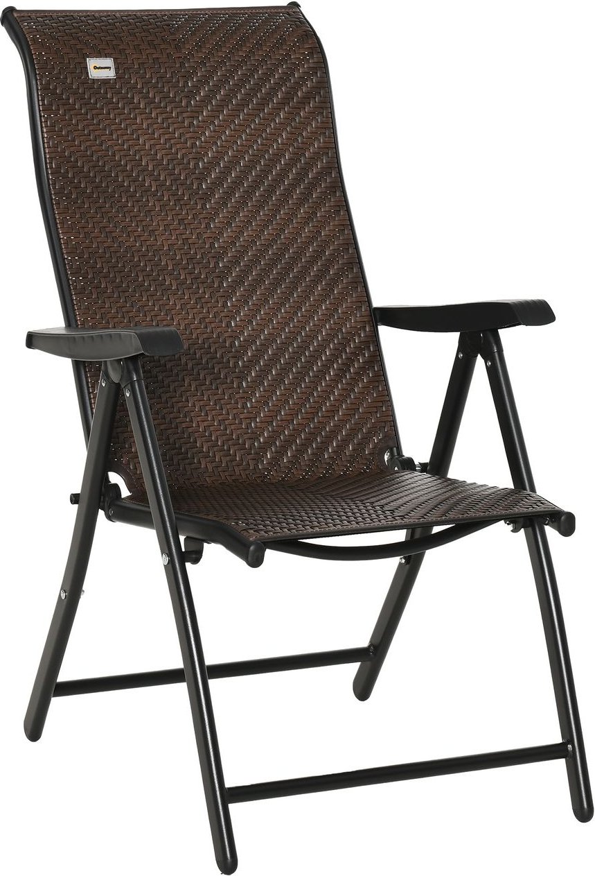 Polyrattan Gartenstuhl klappbar Rückenlehne 7 stufig Braun+Schwarz 58x71x111cm