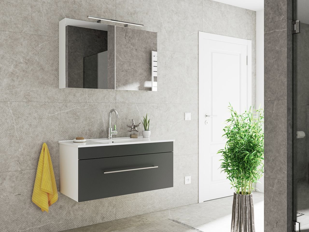 Badmöbel-Set VIVA 100 (2-teilig) schwarz EEK: F