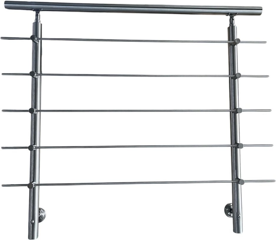 Treppengeländer Set - ca.150 x 106,5 cm, Edelstahl inkl. 5 Querstäben und 2 Pfosten seitliche Montage