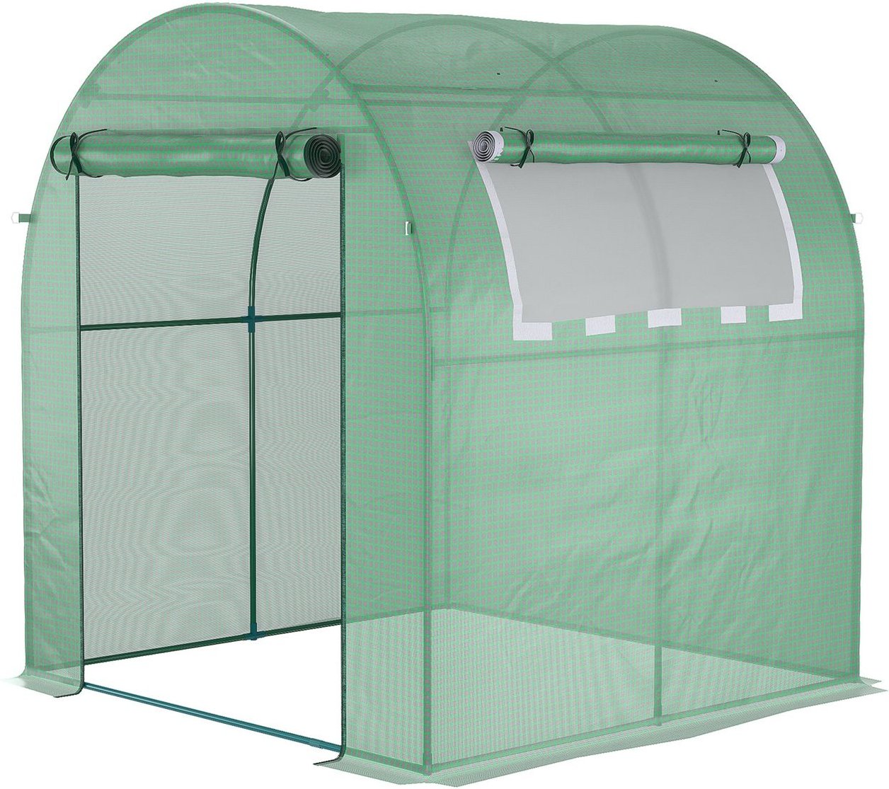 Outsunny Gewächshaus, 180 x 180 x 200 cm Foliengewächshaus mit Rolltür
