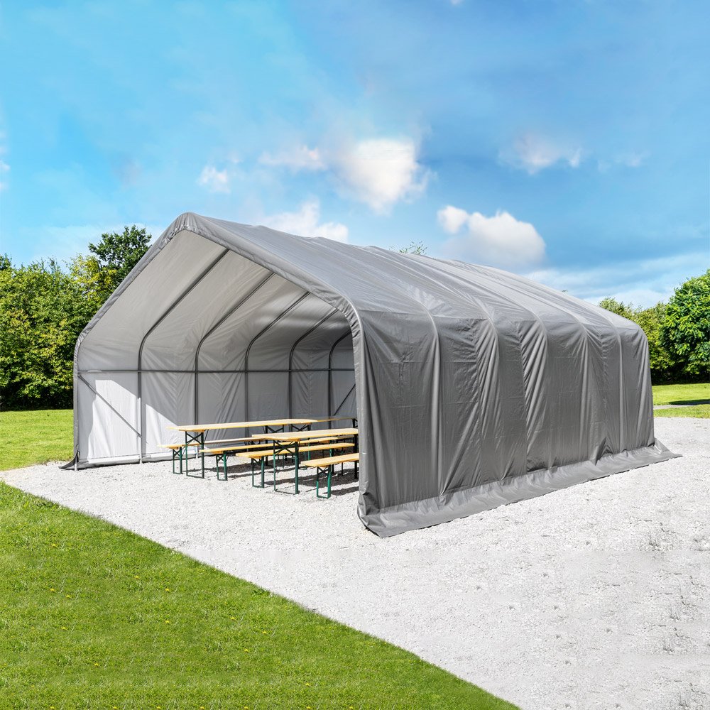 Weidezelt-Überdachung, ca. 670 x 610 x 320 cm - Grau