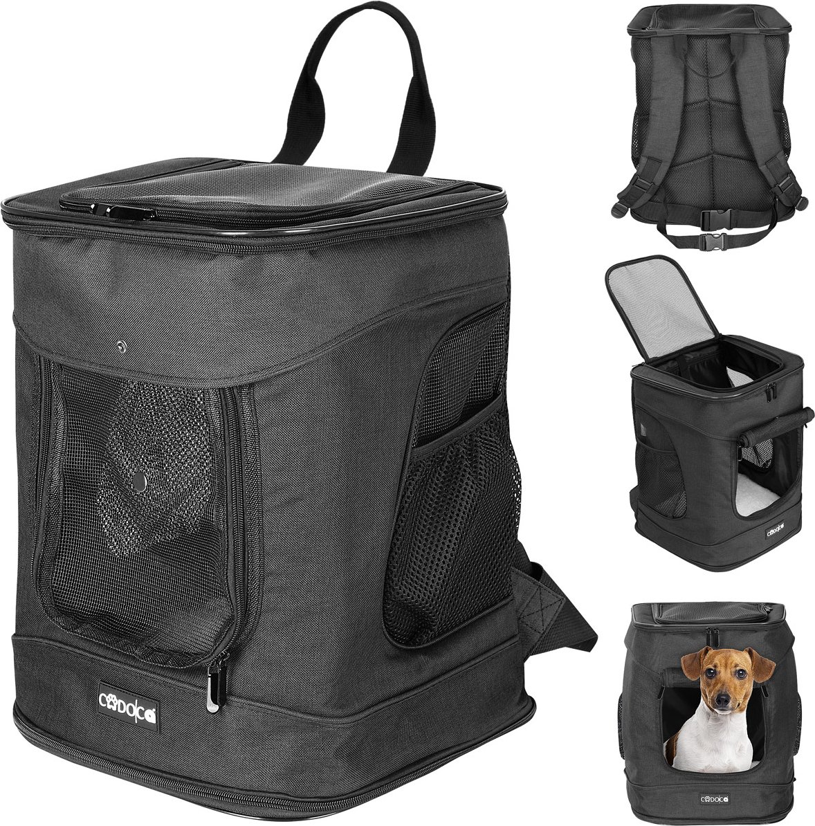 Cadoca Haustierrucksack Schwarz 41x30x31cm