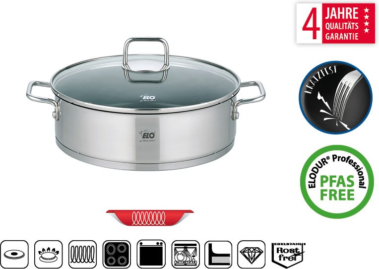 ELO Servierpfanne mit Glasdeckel 28cm "Citrin"