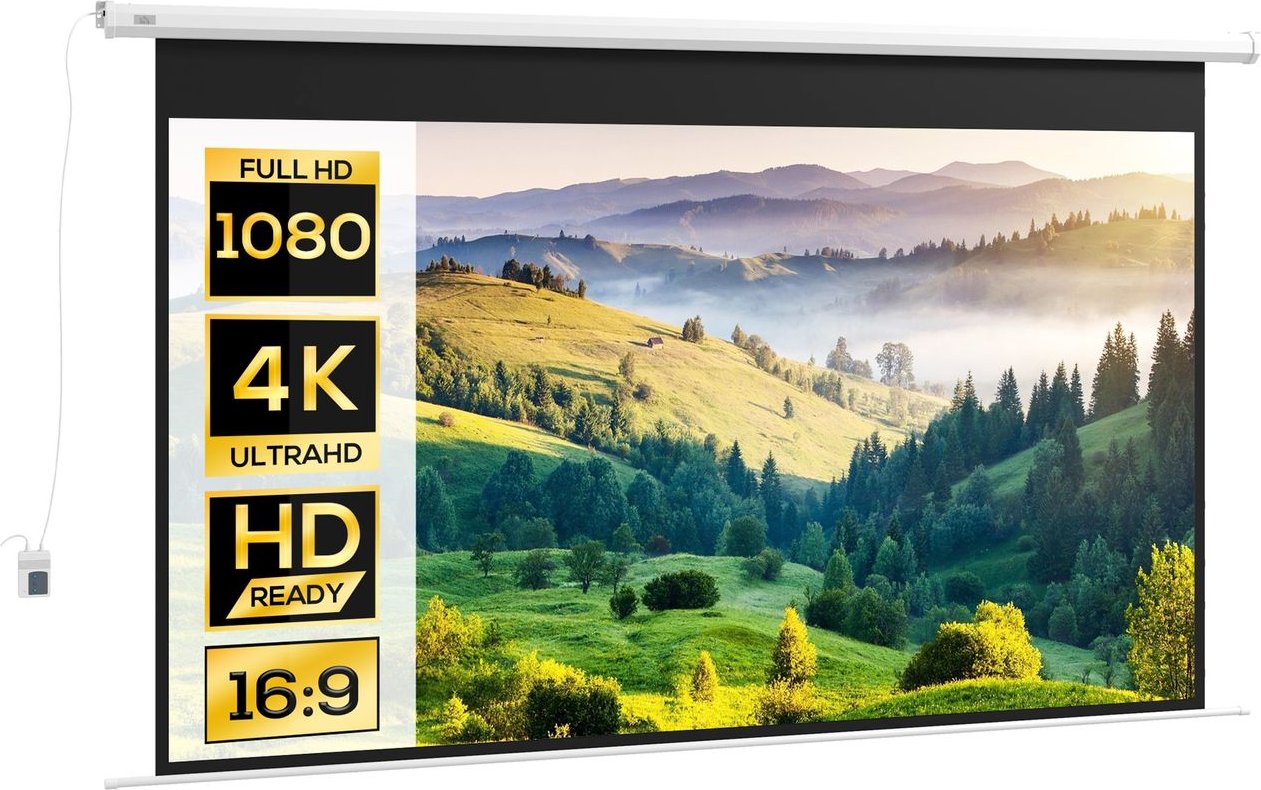 HOMCOM Beamer-Leinwand Elektrisch 266 x 149 cm 16:9 Projektionsleinwand, Metall
