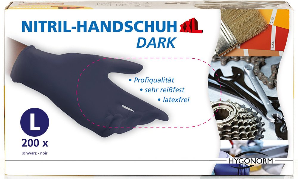 Nitril-Einweghandschuhe, Schwarz, Größe L - 200er Set