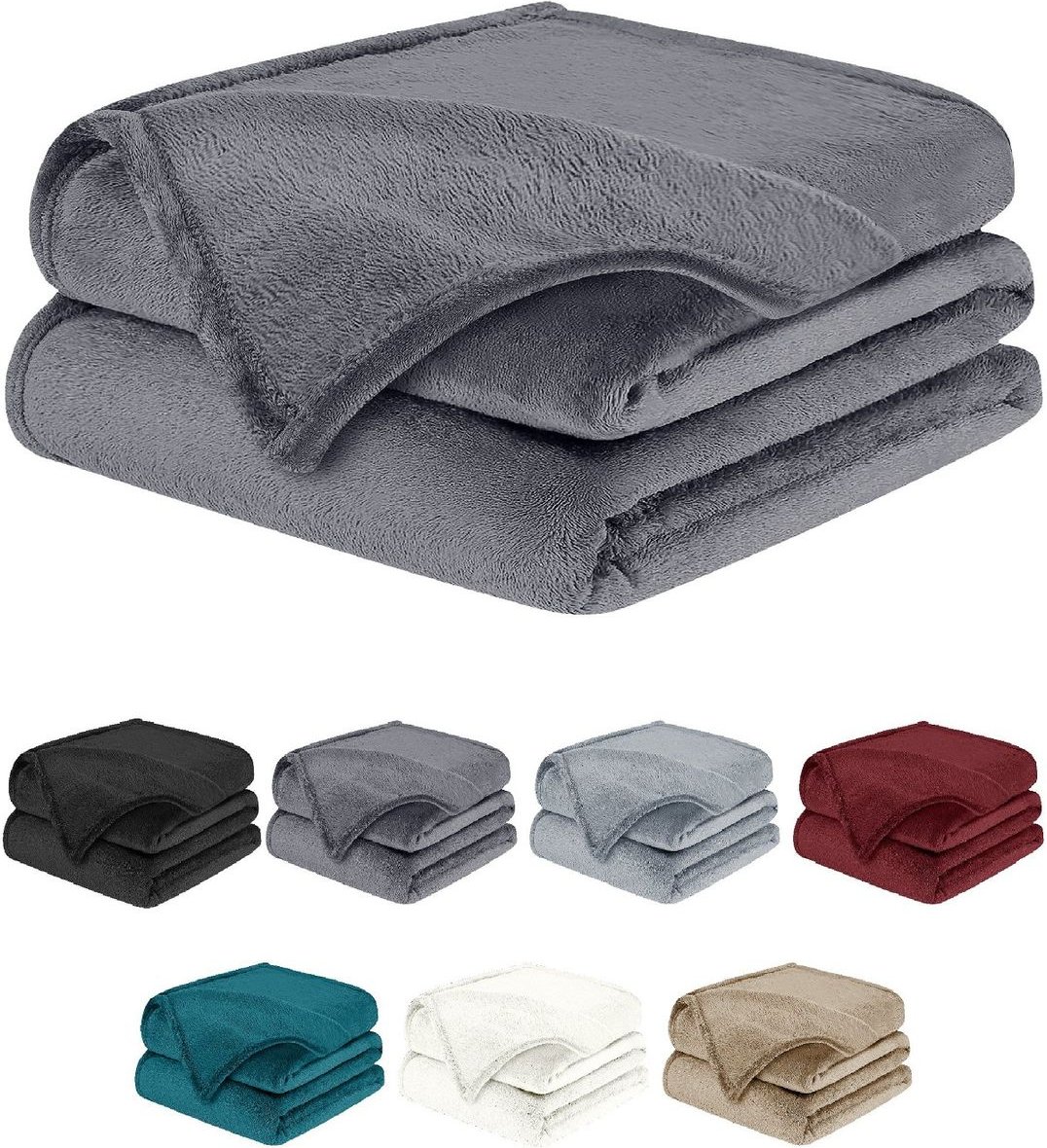 Kuscheldecke 130×150 cm – Weiche Fleecedecke Grau