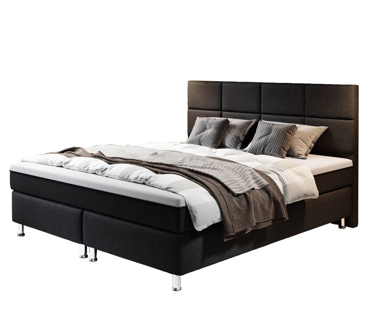 Boxspringbett ROTTERDAM PLUS mit 7-Zonen-Taschenfederkernmatratze, ca. 180 x 200 cm – Schwarz