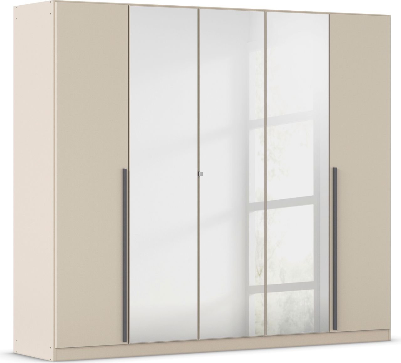 rauch Alba Kleiderschrank 5-türig, mit Spiegel, Farbe Beige Breite 226 cm