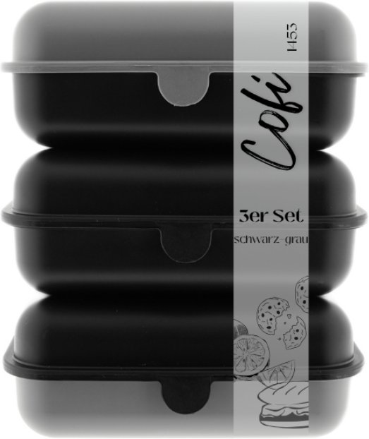 Thumbnail - Cofi Brotdosen 3er-Set Schwarz-Grau – 1600 ml