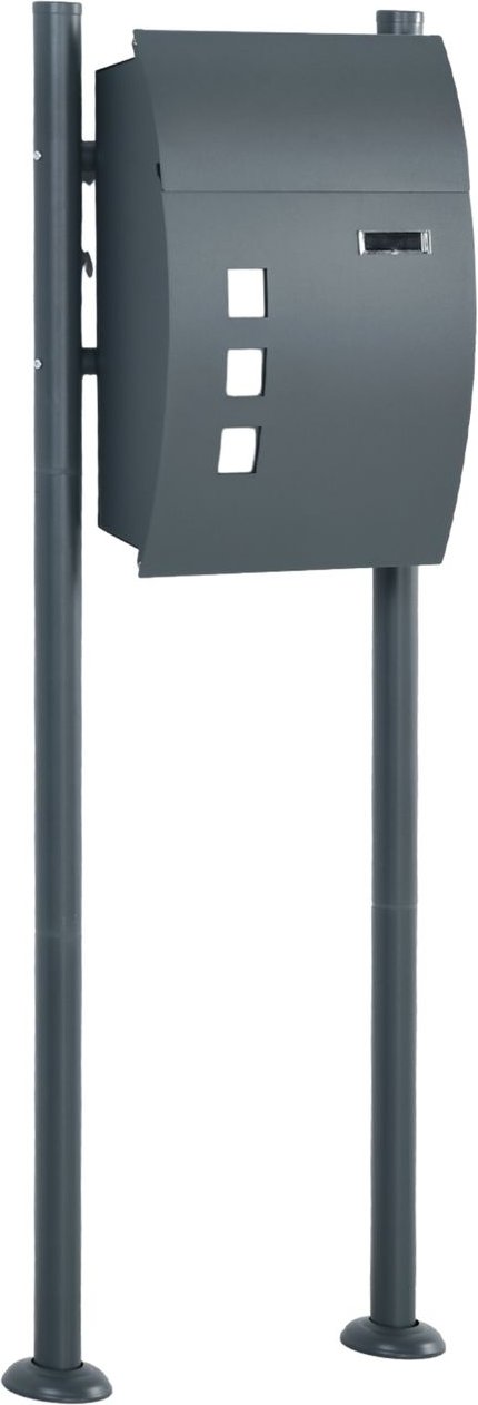 Briefkasten mit Ständer, Wandbriefkasten mit Zeitungsfach Sichtfenster