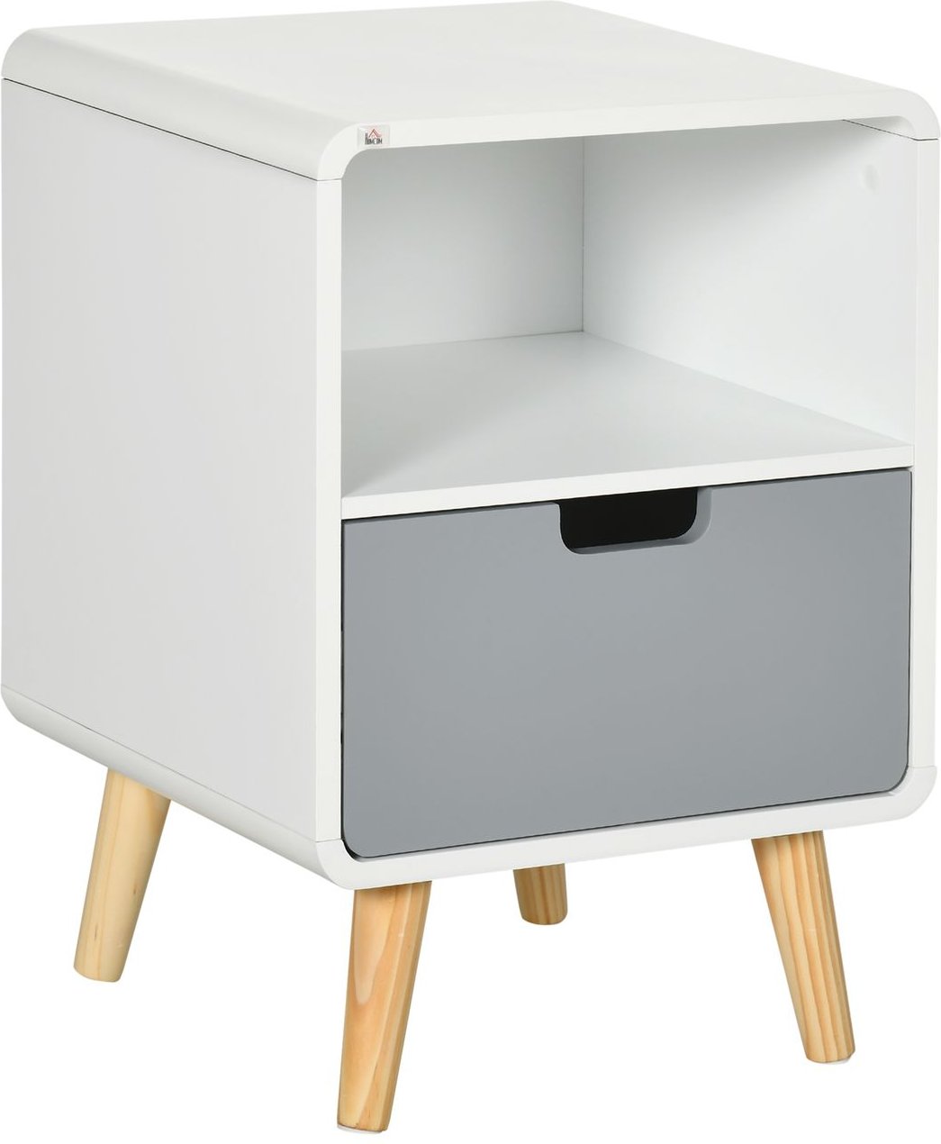 Nachttisch, Nachtschrank mit Schublade, Nachtkommode mit Offenem Fach