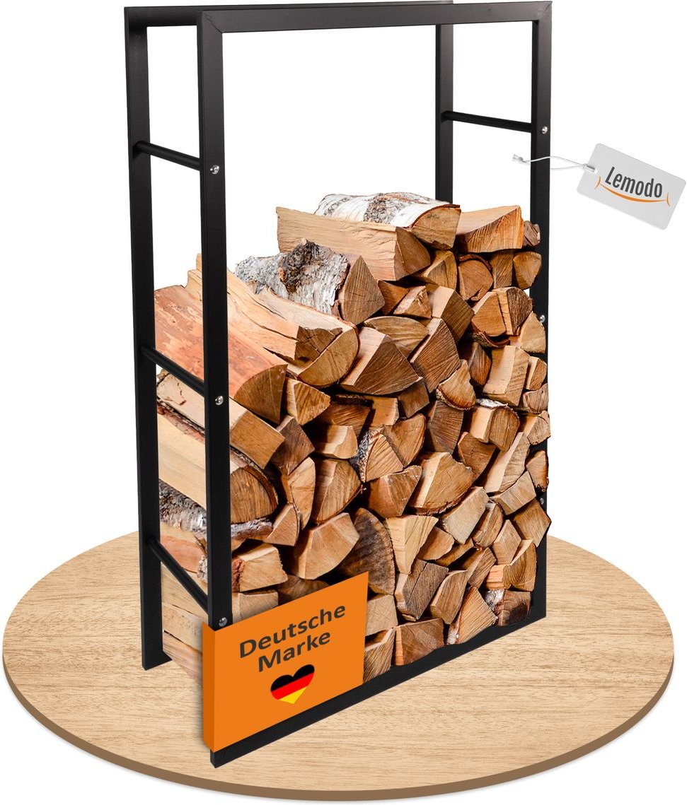 Kaminholzregal schwarz, Metallregal 60x25x100 cm, Brennholzregal