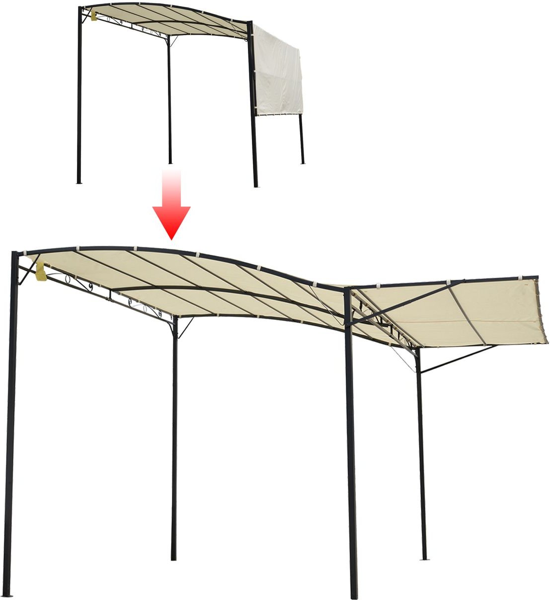 Pavillon Gartenpavillon Markise mit klappbarem Seitendach 300 x 250 cm